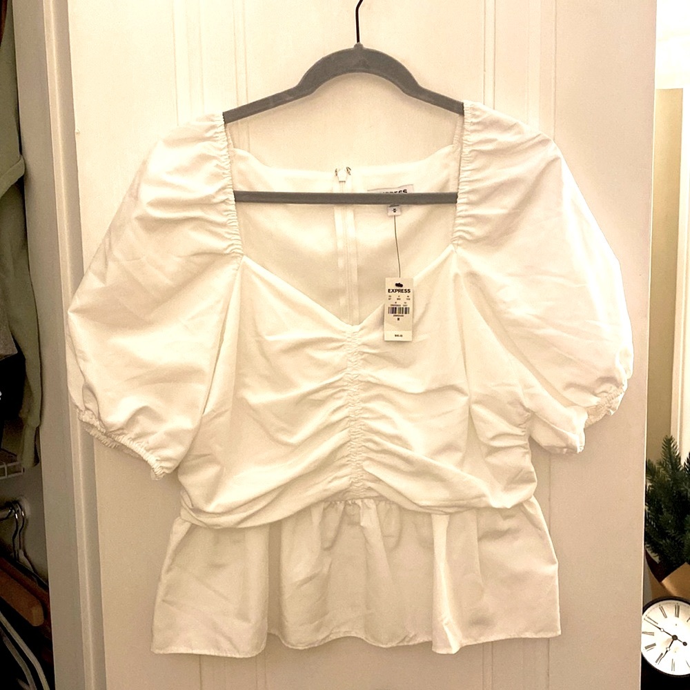 EXPRESS white puff sleeve top